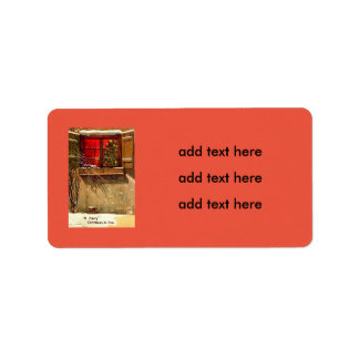 Winter Cottage Candlelit Christmas Tree Window Label