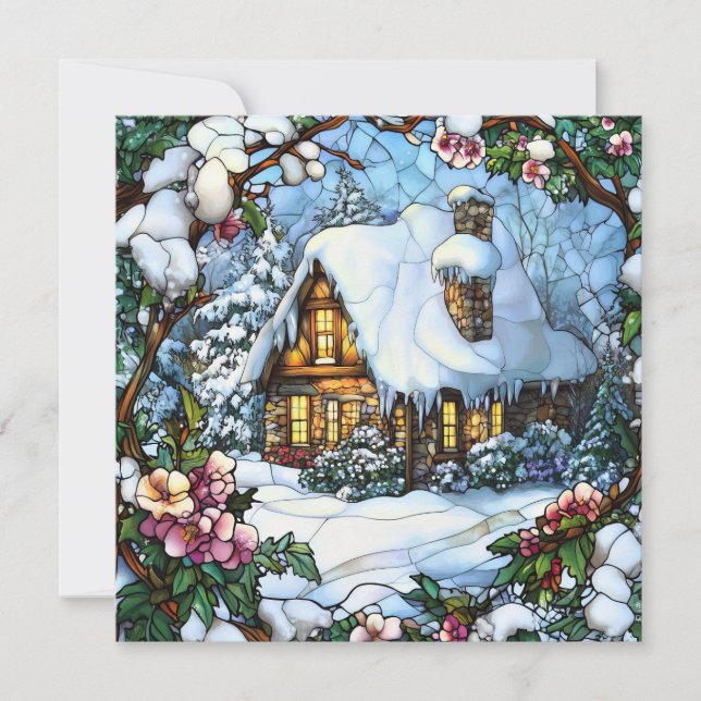 Winter Cottage Greeting Card (Front)