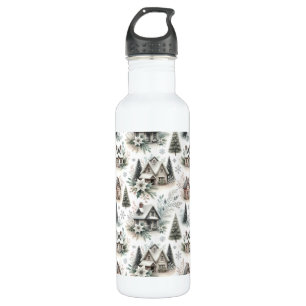 Winter Cottage Snowfall Pattern 710 Ml Water Bottle
