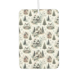 Winter Cottage Snowfall Pattern Car Air Freshener