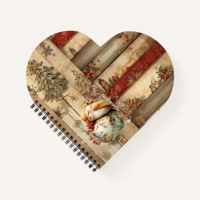 Winter Cottage Woodland Forest Bird Notebook (Front)