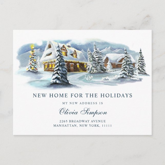 Winter Country Christmas Moving Announcement Postcard (Front)