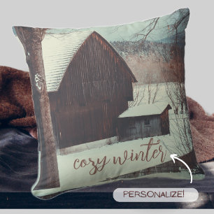 Winter country landscape cushion