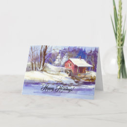 Winter Country Landscape Happy Holiday Card