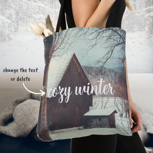 Winter country landscape tote bag
