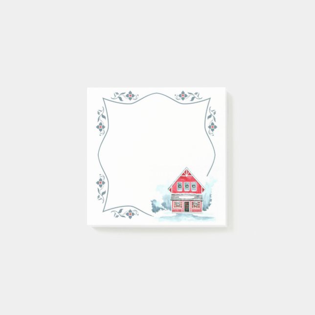 Winter Country Red House Post-It Notes (Front)