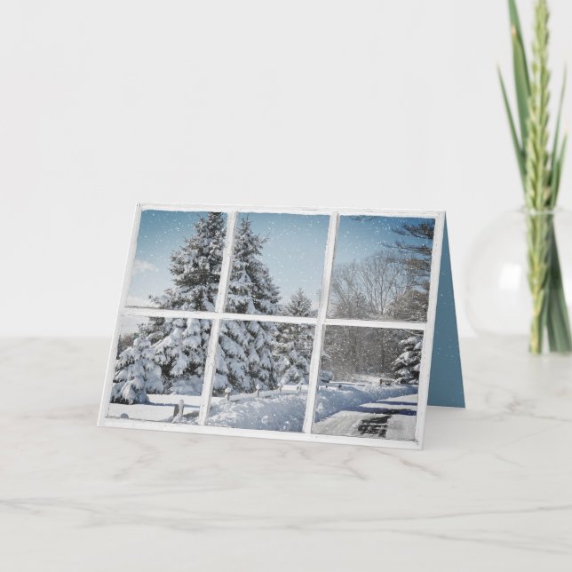 winter country scene in snowflake window card (Front)