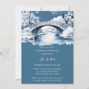 Winter Country Water Stream Bridge Couples Shower Invitation