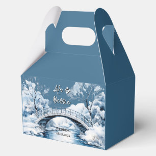 Winter Country Water Stream Bridge Wedding Custom Favour Box