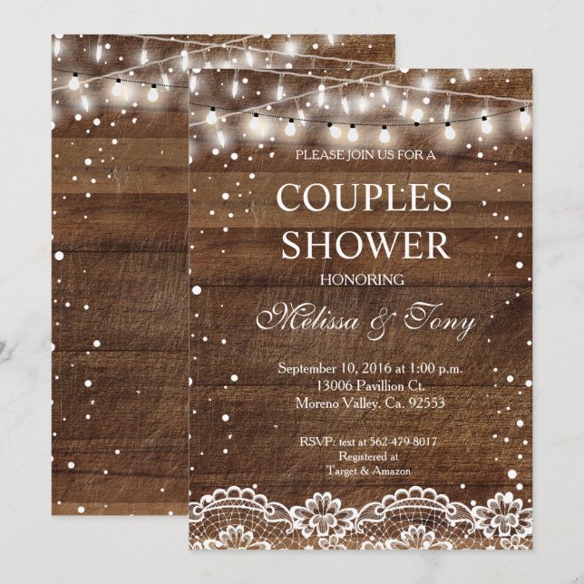Winter Couple Shower Rustic Invitation (Front/Back)