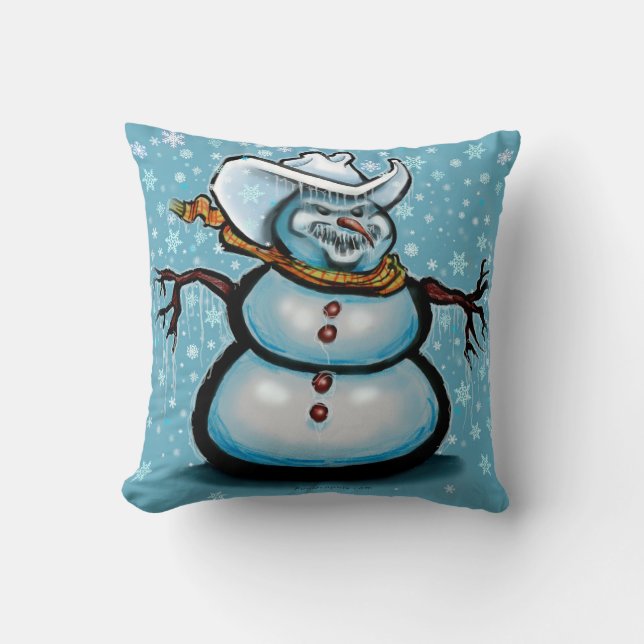 Winter Cowboy Throw Pillow (Front)