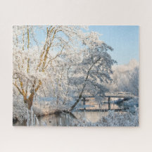 Winter Creek & Bridge, 520 pieces Jigsaw Puzzle