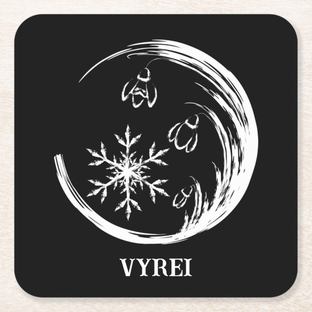 Winter Crest Square Paper Coaster (Front)