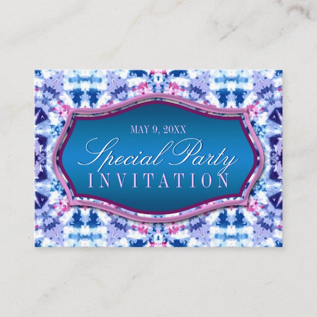 Winter Crystal Blue+Pink Mini Invitations (Front)