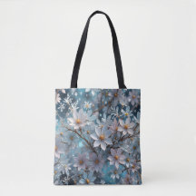 Winter Crystal Frost Sakura Blossom Tote