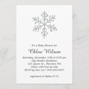 Winter Crystal Snowflake Baby Shower Invitation