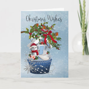 Winter Cupcake Christmas Card, Snowman Cupcake Holiday Card