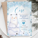 Winter Cute Bear Snowflake Blue Flowers Birthday Invitation<br><div class="desc">Winter Cute Bear Snowflake Blue Flowers Birthday Invitation
Christmas Bear Birthday Invite. Winter First Birthday Party. Cute Bear</div>