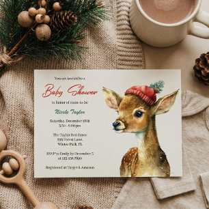 Winter Cute Forest Animal Deer Baby Shower  Invitation