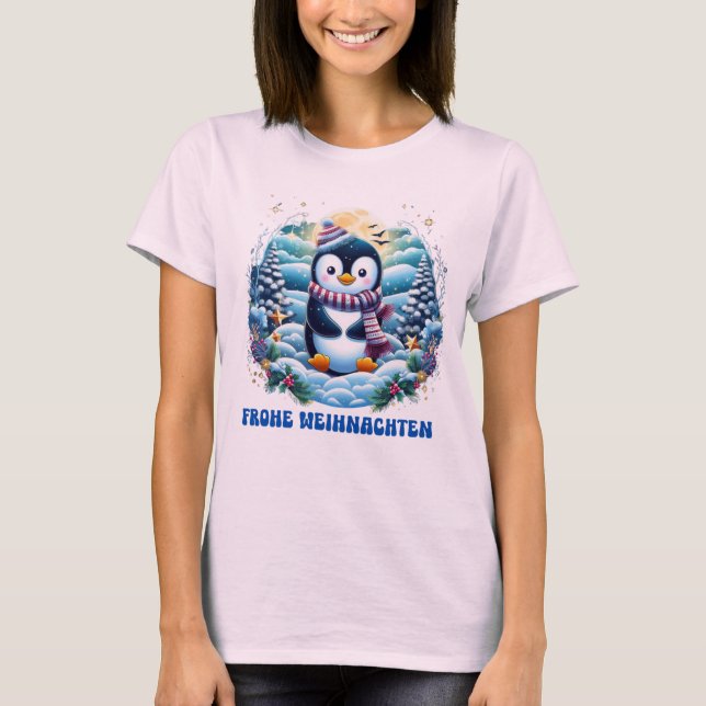 Winter Cute Penguin T-shirt (Front)