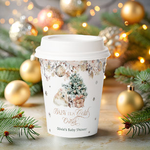 Winter Cute Polar Bear Baby Shower Paper Cups