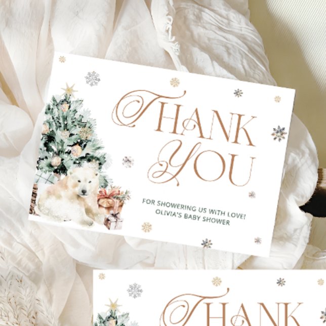 Winter Cute Polar Bear Baby Shower Thank You Card (Creator Uploaded)