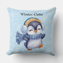 Winter Cutie | Cute Penguin Decorative Pillow