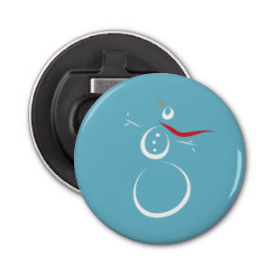 Winter Cyan Cute Snowman Bottle Opener
