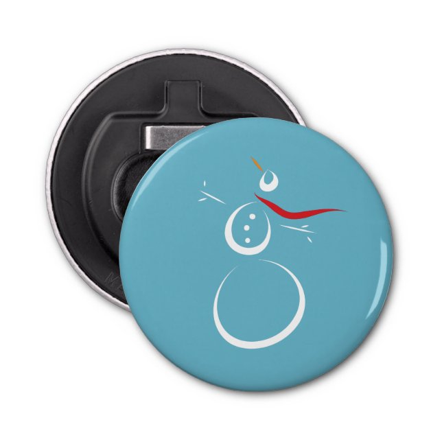 Winter Cyan Cute Snowman Bottle Opener (Front)