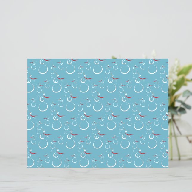 Winter Cyan Cute Snowman Family Pattern (Standing Front)