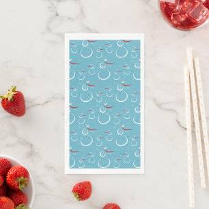 Winter Cyan Cute Snowman Family Pattern Napkin
