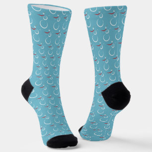 Winter Cyan Cute Snowman Pattern Socks
