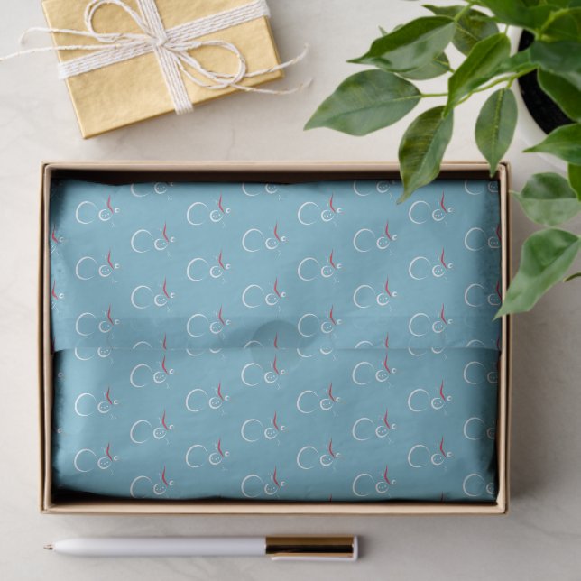 Winter Cyan Cute Snowman Pattern Tissue Paper (Gift)