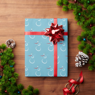 Winter Cyan Cute Snowman Pattern Wrapping Paper