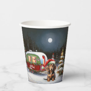 Winter Dachshund Caravan Christmas Adventure  Paper Cups