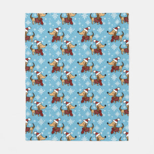 Winter Dachshund Dog Fleece Blanket