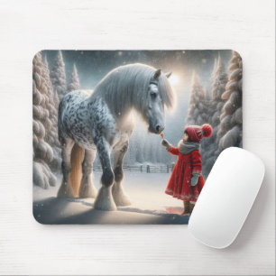 Winter Dapple Grey Horse Mouse Pad