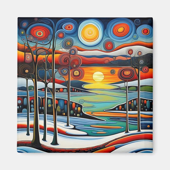 Winter day at sunset 12 magnet (Front)