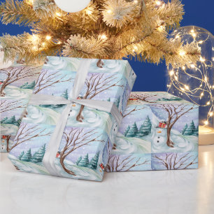 Winter Day Snowman Wrapping Paper