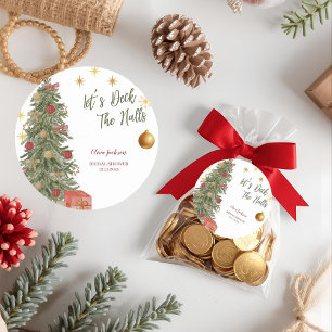 Winter Deck the Halls Bridal Shower Invitation Classic Round Sticker