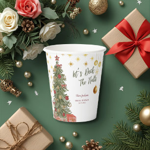 Winter Deck the Halls Bridal Shower Invitation Paper Cups