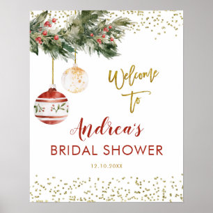 Winter Deck the Halls Bridal Shower Welcome Sign