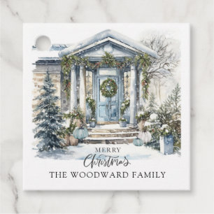 Winter Decorated Christmas House Favour Tags
