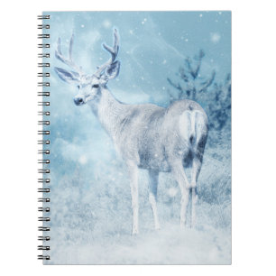 Winter Deer and Pine Trees Spiral Notebook