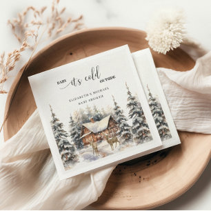 Winter Deer Baby It's Cold Outside Baby Shower Napkin