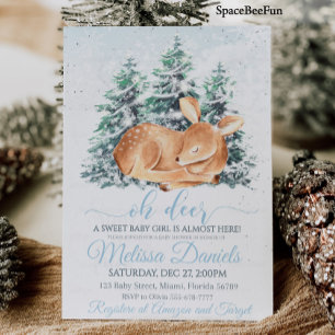 Winter Deer Baby Shower invitation Boy Deer Winter