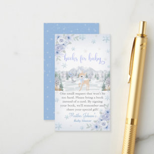 Winter Deer Blue Snowflake Baby Shower Enclosure Card