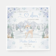 Winter Deer Blue Snowflake Baby Shower