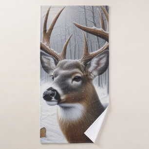 Winter deer/Buck art Bath Towel