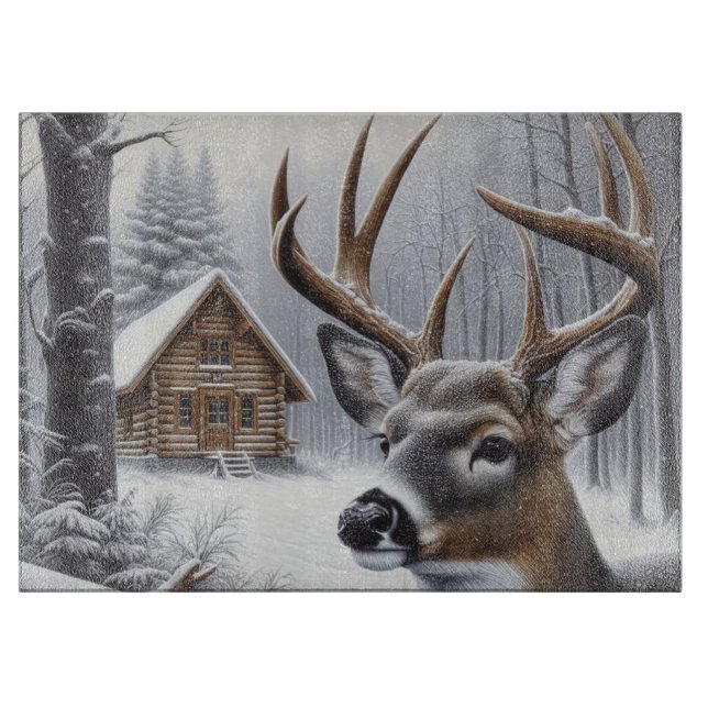Winter deer/Buck art Cutting Board (Front)